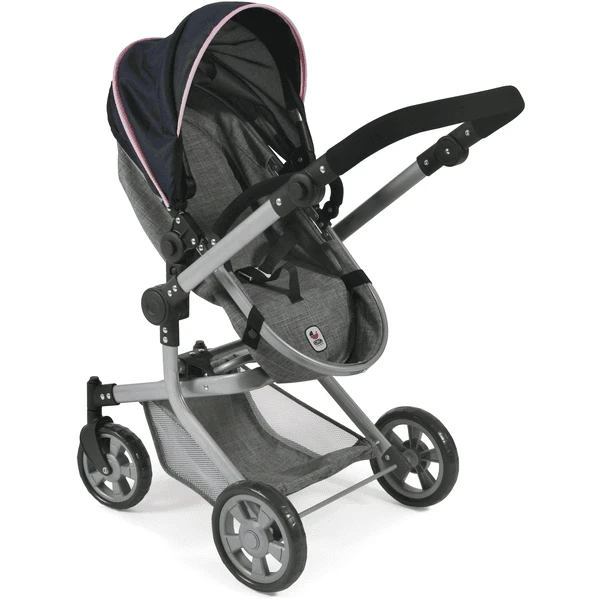 BAYER CHIC 2000 Combi Poppenwagen "MIKA" Melange Grijs-navy - Afbeelding 3