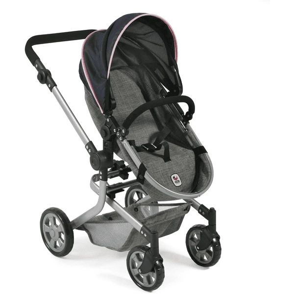 BAYER CHIC 2000 Combi Poppenwagen "MIKA" Melange Grijs-navy - Afbeelding 4