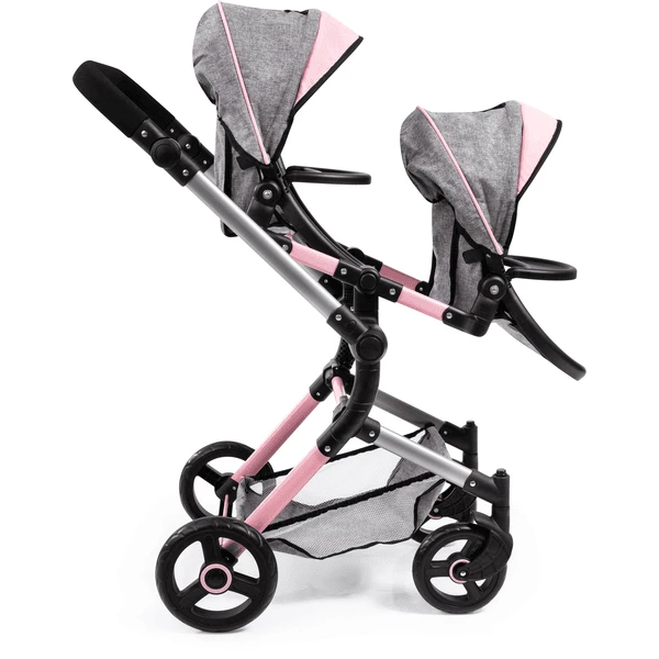 Bayer Design Twin Neo Poppenwagen Grijs/roze, Met Vlinder - Image 4