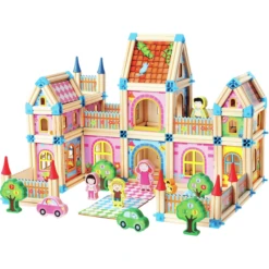 Bino Houten Bouwstenen Groot Kasteel, 268 St. -Randwinkel Voor Kinderen bino houten bouwstenen groot kasteel 268 st a313706 3