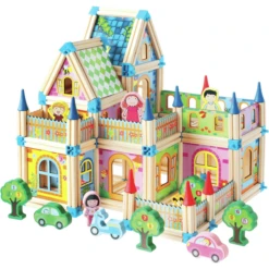 Bino Houten Bouwstenen Groot Kasteel, 268 St. -Randwinkel Voor Kinderen bino houten bouwstenen groot kasteel 268 st a313706 4