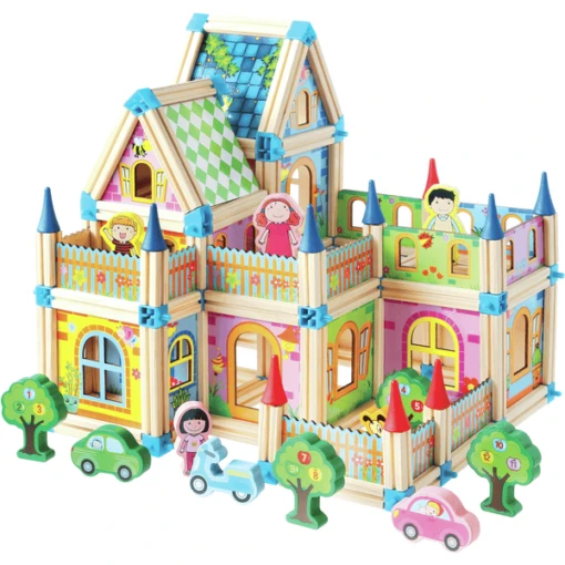 Bino Houten Bouwstenen Groot Kasteel, 268 St. - Afbeelding 5