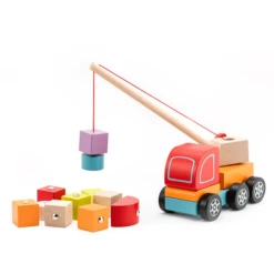 Cubika Toys Houten Speelgoed Vrachtwagen Met Kraan