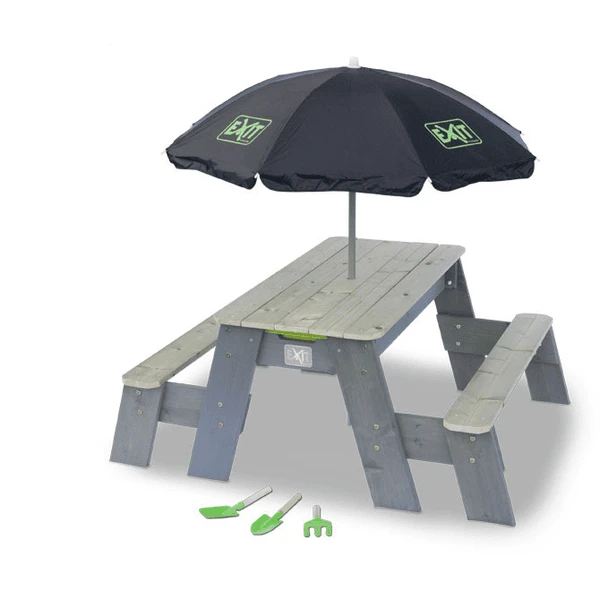 EXIT TOYS EXIT Aksent Zand-, Water- En Picknicktafel (2 Bankjes) Met Parasol En Tuingereedschap - Image 2