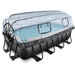EXIT TOYS EXIT Black Leather Zwembad 400x200x100cm Met Sand Filterpomp En Afdekking - Zwar