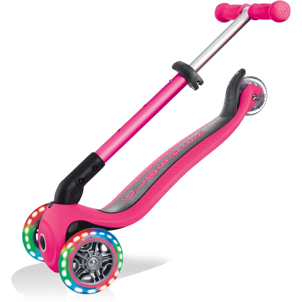 GLOBBER JUNIOR FOLDABLE LIGHT S Lime Fuchsia Roze, Met Verlichte Wielen En Rugza - Afbeelding 5