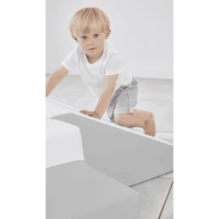 KIDKII Trap En Glijbaan Kunstleer Wit Lichtgrijs -Randwinkel Voor Kinderen kidkii trap en glijbaan kunstleer wit lichtgrijs a375357 2