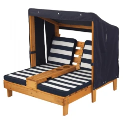 Kidkraft® Tweepersoons Kinderligstoel Met Bekerhouders, Blauw/wit