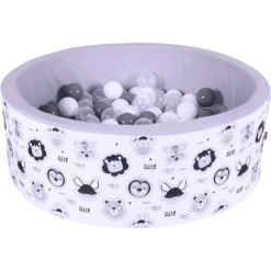 Knorr® Speelgoed Ballenbak Zacht - "Cute Animals " - 150 Ballen Grijs/wit/transparant