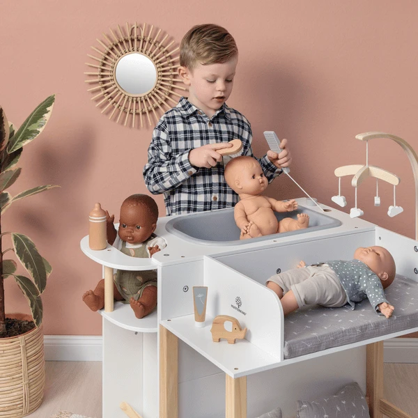 MUSTERKIND ® Doll Centre "Viola" Wit/natuur/grijs - Afbeelding 2