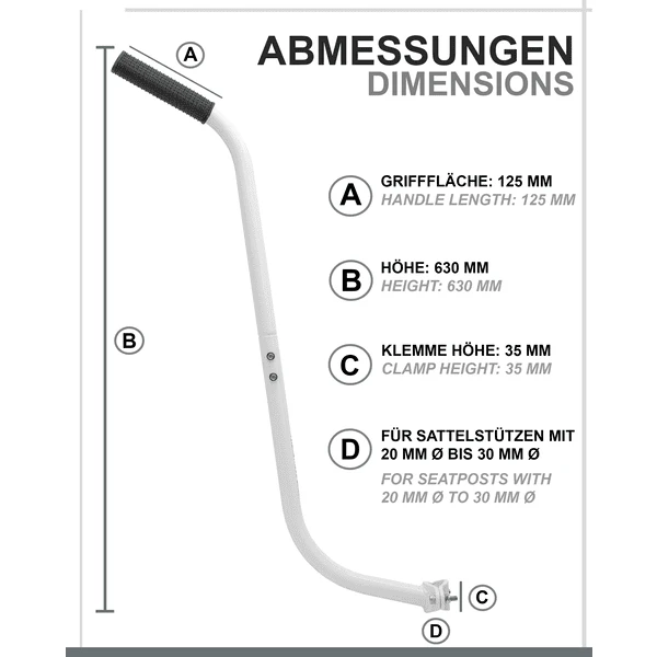 PROMETHEUS BICYCLES ® Duwstang - Duwstang Voor Kinderfiets Wit - Image 4