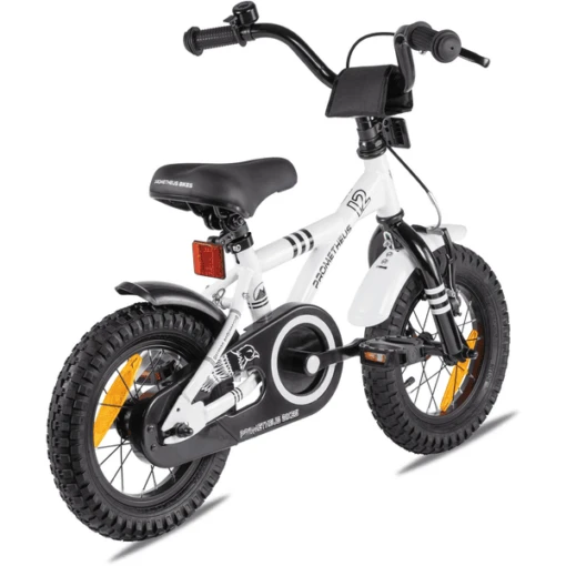 PROMETHEUS BICYCLES ® Kinderfiets 12" In Wit & Zwart Vanaf 3 Jaar Met Zijwieltjes - Afbeelding 4