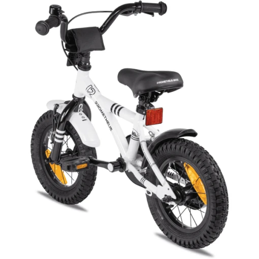 PROMETHEUS BICYCLES ® Kinderfiets 12" In Wit & Zwart Vanaf 3 Jaar Met Zijwieltjes - Afbeelding 5