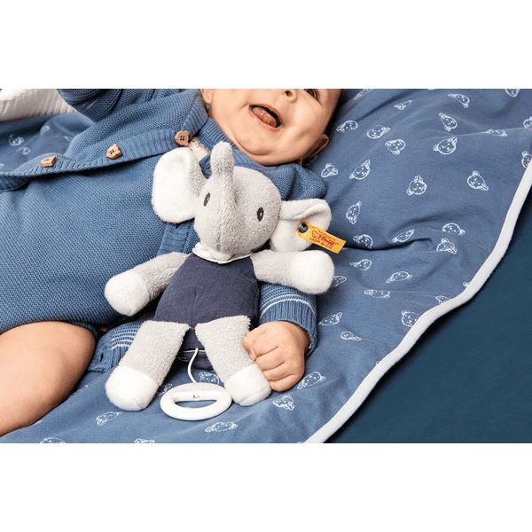 Steiff Eliot Olifant Muziekdoosje, Lichtgrijs/blauw - Image 3